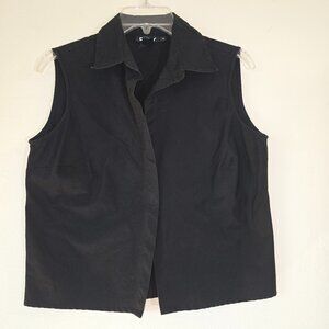 Black DKNY Cropped, Collared, SL, Cotton, Velcro'd Shirt Size 8